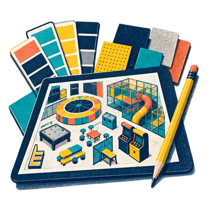 In-house venue design and equipment matching illustration