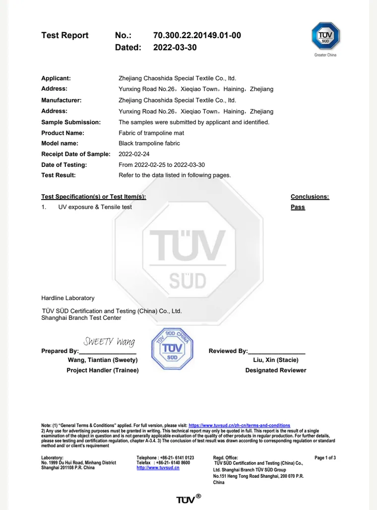 Trampoline Surface Environmental Report cover preview