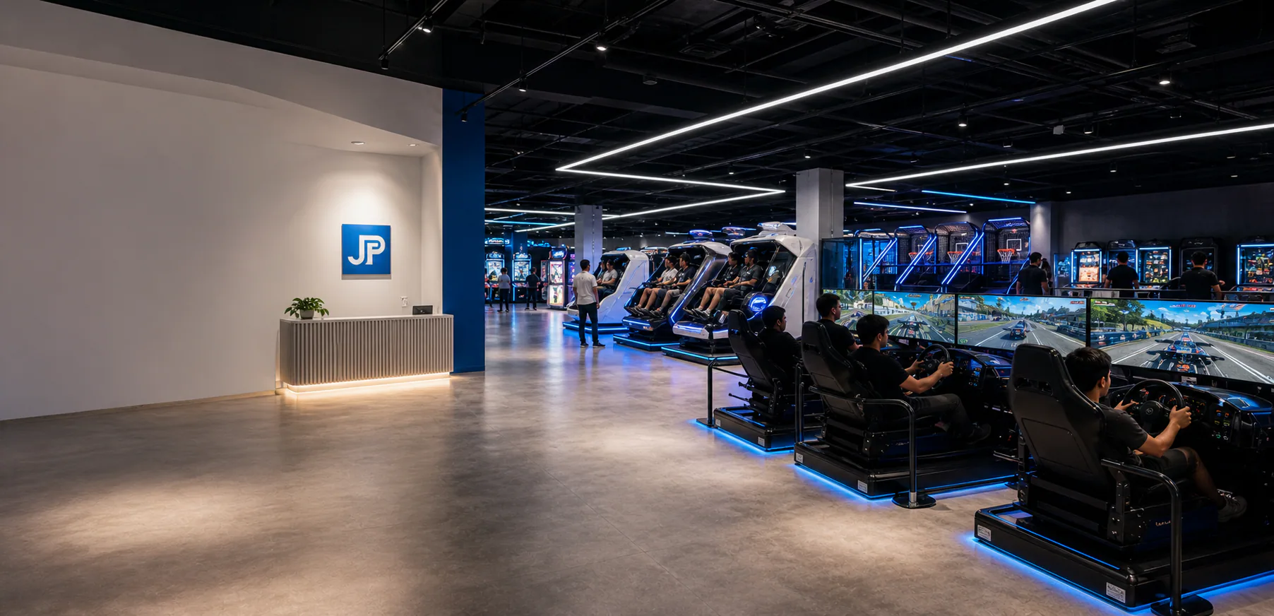 Realistic Joypark racing and motion arcade venue