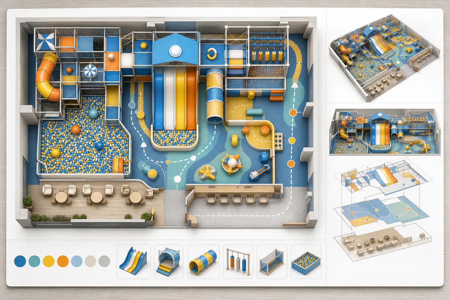 Indoor soft playground layout plan and design drawing