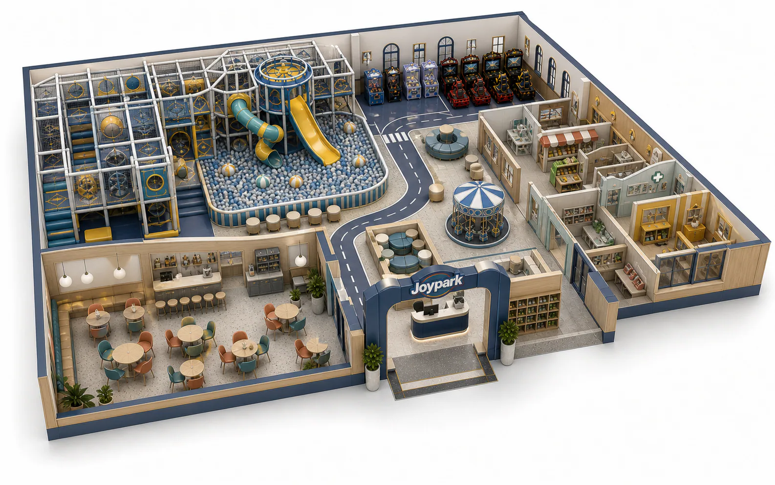 Joypark small indoor soft playground plan for a 150 to 300 square metre venue